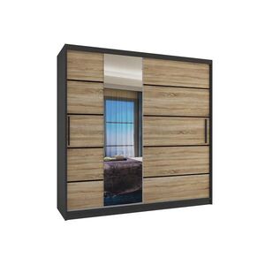 B BELINI GROUP POSUVNÁ SKŘÍŇ Verona MBP, Černá/Dub Sonoma Mat, 200 cm, se zrcadlem obraz