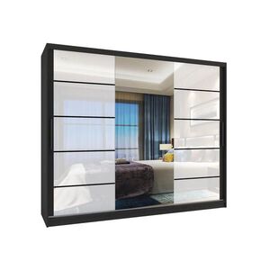 B BELINI GROUP POSUVNÁ SKŘÍŇ Verona MGB, Černá/Bílá Lesk, 232 cm, se zrcadlem obraz