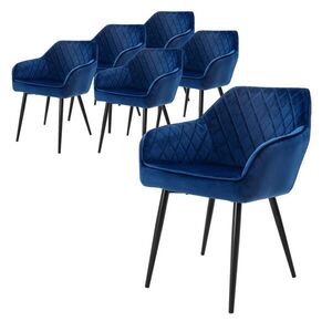 ML-DESIGN JÍDELNÍ ŽIDLE, sada 6 ks, tmavě modrý samet obraz
