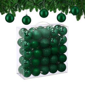 Relaxdays VÁNOČNÍ KOULE Tmavě zelená 50-dílná sada plast 7x6 cm obraz
