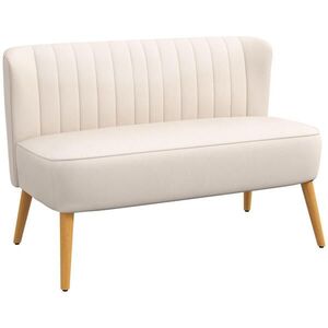 HOMCOM DVOUMÍSTNÁ pohovka, loveseat s lněným vzhledem, dvojitá pohovka s dřevěnými nohami obraz