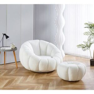Livetastic KŘESLO S PODNOŽKOU, textil, bílá obraz