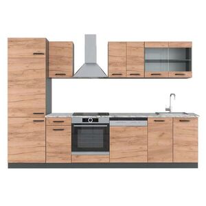 Vicco KUCHYŇSKÝ KOUT R-Line Zlatý dub power/antracit 300 cm , PD Mramor obraz
