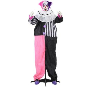 HOMCOM HALLOWEENSKÁ dekorace Strašidelný klaun 173 cm s LED světly, zvukovou funkcí obraz