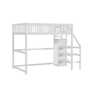 STILVORA HOCHBETT 140/200 cm in Weiß Kinderbett mit Leiter, Regal und Kleiderschrank obraz