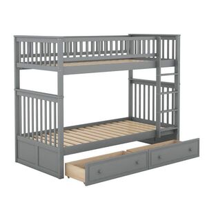 STILVORA ETAGENBETT 90/200 cm & 90/200 cm in Grau mit 2 Schubladen und Umbaufunktion obraz