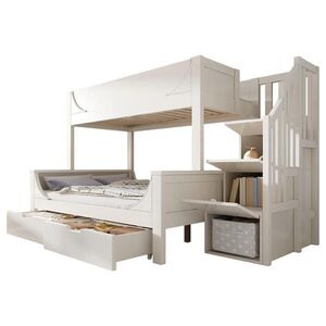 STILVORA ETAGENBETT 90/200 cm & 140/200 cm in Weiß Kinderbett mit Leiterschrank, 2 Schubladen und Rausfallschutz obraz