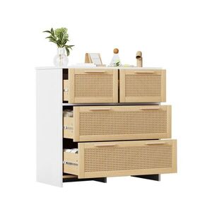 STILVORA KOMODA v přírodním dekoru a bílé se 4 zásuvkami, do obýváku, jídelny a předsíně, 80×38×80 cm obraz