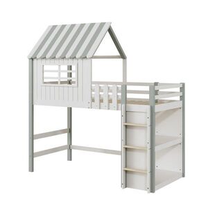STILVORA KINDERBETT 90/200 cm in Grün Hausbett mit Sicherheitsleiter und Stauraum obraz