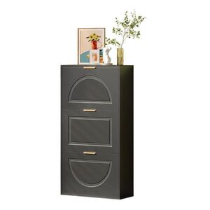 STILVORA SKŘÍŇ NA BOTY v černé barvě se 3 výklopnými dvířky do předsíně, 60×24×114 cm obraz