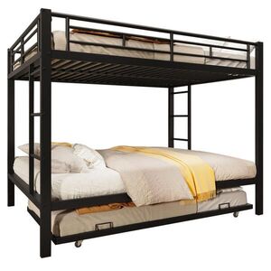 STILVORA ETAGENBETT 140/200 cm & 90/190 cm in Schwarz Kinderbett mit Ausziehbett und hohem Rausfallschutz obraz