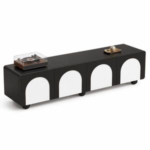 STILVORA TV STOLEK černý a bílý, se zásuvkami, do obývacího pokoje, 180×38×45 cm obraz