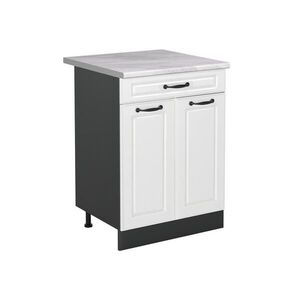 Vicco SPODNÍ SKŘÍŇKA KUCHYŇSKÉ LINKY R-Line, Bílý venkovský dům/Antracit, 60 cm se zásuvkou pracovná doska Mramor obraz