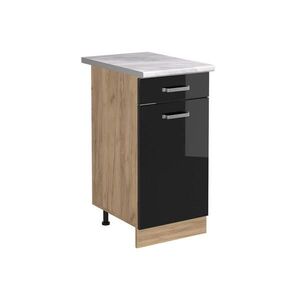 Vicco SPODNÍ SKŘÍŇKA KUCHYŇSKÉ LINKY R-Line, Černý vysoký lesk/Zlatý mocný dub, 40 cm pracovná doska Mramor obraz