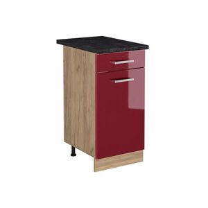 Vicco SPODNÍ SKŘÍŇKA KUCHYŇSKÉ LINKY R-Line, Červená vysoký lesk/Zlatý mocný dub, 40 cm pracovná doska antracitová obraz