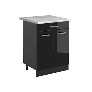 Vicco SPODNÍ SKŘÍŇKA KUCHYŇSKÉ LINKY R-Line, Černý vysoký lesk/Antracit, 60 cm se zásuvkou pracovná doska Mramor obraz