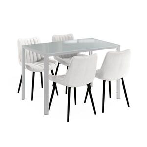 Vicco JÍDELNÍ STŮL SESTAVA Grand, Bílá, 120 x 70 cm se 4 židlemi (béžové) obraz