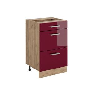 Vicco SPODNÍ SKŘÍŇKA KUCHYŇSKÉ LINKY R-Line, Červená vysoký lesk/Zlatý mocný dub, 50 cm bez pracovní desky obraz