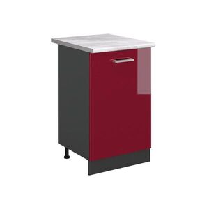 Vicco SPODNÍ SKŘÍŇKA KUCHYŇSKÉ LINKY R-Line, Červená vysoký lesk/Antracit, 50 cm pracovná doska Mramor obraz