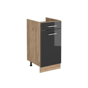 Vicco SPODNÍ SKŘÍŇKA KUCHYŇSKÉ LINKY R-Line, Antracitový vysoký lesk/Zlatý mocný dub, 40 cm bez pracovní desky obraz