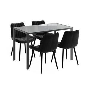Vicco JÍDELNÍ STŮL SESTAVA Grand, Šedá, 120 x 70 cm se 4 židlemi (černé) obraz