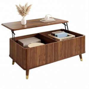 Modfu KONFERENČNÍ stolek z MDF 97x52x56, 5 cm ořechový s výklopnou výškově nastavitelnou deskou a úložným prostorem obraz