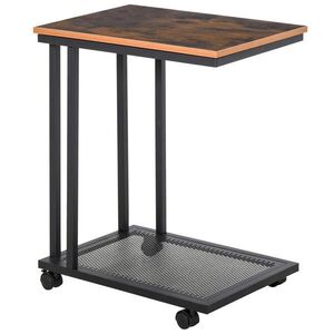 Modfu ODKLÁDACÍ stolek z MDF 51x36x65 cm černá v retro stylu s kolečky a spodní policí obraz