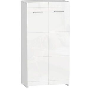 Modfu BOTNÍK z dřevotřísky 55x36x108 cm lesklá bílá s nastavitelnými policemi a dvířky pro 10 párů obuvi obraz