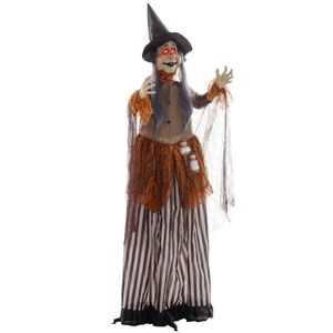 HOMCOM 183 cm halloweenská dekorace Halloweenská čarodějnice s LED světly, zvuková funkce obraz