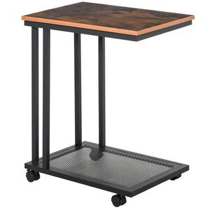 OKWISH ODKLÁDACÍ stolek 51/36/65 cm černý z MDF v C tvaru na kolečkách obraz