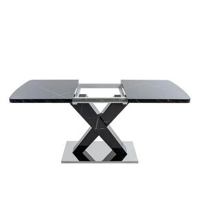 OKWISH JÍDELNÍ stůl 120-160/80/76, 5 cm černý z MDF a oceli s rozkládací deskou obraz