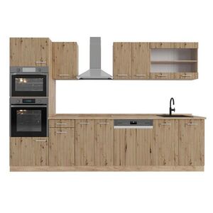 Vicco KUCHYŇSKÝ KOUT R-Line Dub Artisan / dub Goldkraft 300 cm s vysokou skříní, bez pracovní desky obraz