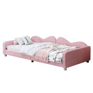 Redom DĚTSKÁ postýlka 214, 5/95/42 cm s imitací beránčí kůže, opěrkou a lamelovým roštem, Růžová obraz