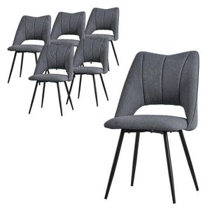 ML-DESIGN SADA 6 JÍDELNÍCH ŽIDLÍ Šedé látkové čalounění obraz