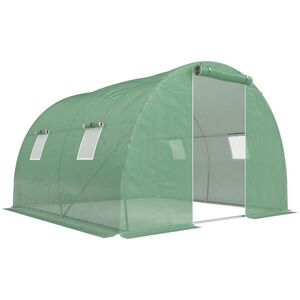 Outsunny FOLIOVÝ SKLENÍK se 4 okny, mrazuvzdorný, PE plast, ocel, tmavě zelený obraz