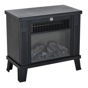 HOMCOM ELEKTRICKÝ KRB s efektem plamenů, 600/1200 W, kov, černý, 34 x 17 x 31 cm obraz