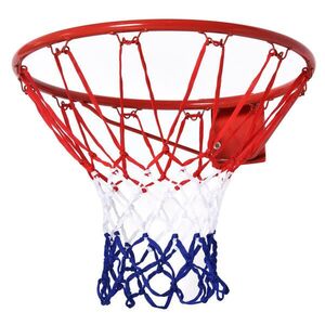HOMCOM BASKETBALOVÝ KOŠ se sítí Basketbalová síť Kovová trubka Červená+Modrá+Bílá Ø46 cm obraz