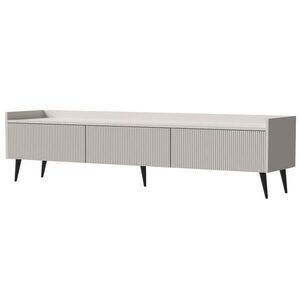 Beautysofa NÍZKÁ KOMODA Amfali se 3 výklopnými dvířky, drážkovaná čela, systém Push-to-open, kovové nohy, 180 cm, kašmír obraz