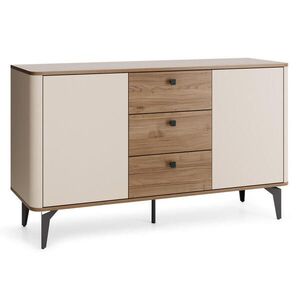 Beautysofa KOMODA Aurora se 2 dveřmi a 3 zásuvkami, kovové nohy, 140 cm, ořech + kašmír obraz