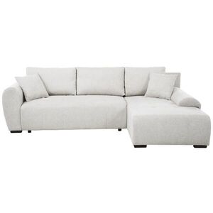 Beautysofa ROHOVÁ ROZKLÁDACÍ POHOVKA Dallas s úložným prostorem, 255 cm, krémová, pravá, velurová látka obraz