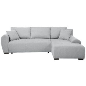 Beautysofa ROHOVÁ ROZKLÁDACÍ POHOVKA Dallas s úložným prostorem, 255 cm, světle šedá, pravá, velurová látka obraz
