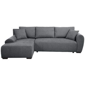 Beautysofa ROHOVÁ ROZKLÁDACÍ POHOVKA Dallas s úložným prostorem, 255 cm, tmavě šedá, levá, velurová látka obraz