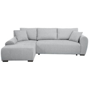 Beautysofa ROHOVÁ ROZKLÁDACÍ POHOVKA Dallas s úložným prostorem, 255 cm, světle šedá, levá, velurová látka obraz