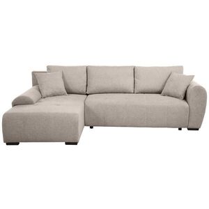 Beautysofa ROHOVÁ ROZKLÁDACÍ POHOVKA Dallas s úložným prostorem, 255 cm, béžová, levá, velurová látka obraz