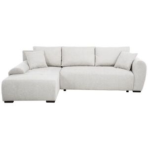 Beautysofa ROHOVÁ ROZKLÁDACÍ POHOVKA Dallas s úložným prostorem, 255 cm, krémová, levá, velurová látka obraz
