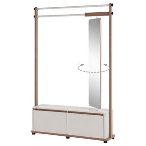Beautysofa PŘEDSÍŇOVÁ STĚNA Boreo se 2 dveřmi a otočným zrcadlem, 125 cm, kašmír + světle hnědá obraz