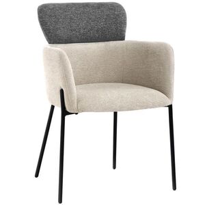 Beautysofa ŽIDLE S PODRUČKAMI Osmo s kovovými nohami, látka bouclé, tmavě béžová + šedá obraz