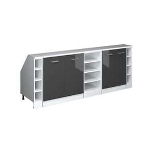 Vicco KUCHYŇSKÁ SKŘÍŇKA POD ŠIKMOU STŘECHU R-Line Antracitový vysoký lesk 210 cm Sada 5 korpusů skříně hloubka 60 cm obraz