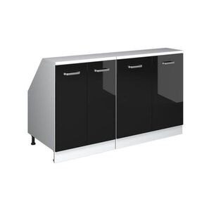 Vicco KUCHYŇSKÁ SKŘÍŇKA POD ŠIKMOU STŘECHU R-Line Černý vysoký lesk 140 cm Sada 2 korpusů skříně hloubka 60 cm obraz