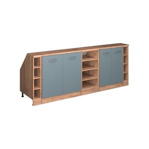 Vicco KUCHYŇSKÁ SKŘÍŇKA POD ŠIKMOU STŘECHU R-Line Modrošedá 210 cm Sada 5 korpusů skříně hloubka 60 cm obraz
